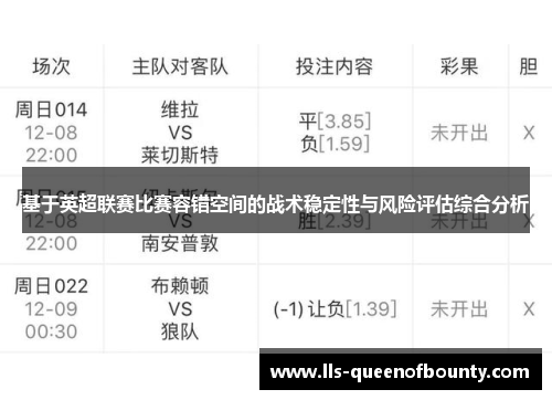 基于英超联赛比赛容错空间的战术稳定性与风险评估综合分析 基于英超联赛比赛容错空间的战术稳定性与风险评估综合分析